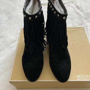 MICHAEL KORS FRINGE BLACK BOOTS